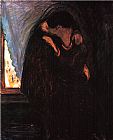 The Farewell Kiss Paintings - The Kiss II by Edvard Munch